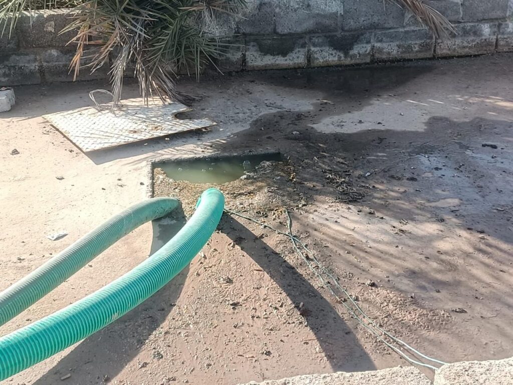 Sewage pumping at site