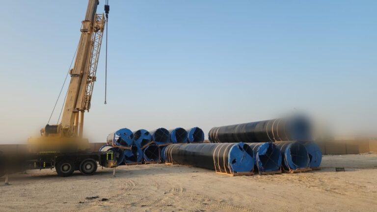 GRP pipe removal with crane – Mirfa 2 SWRO Project