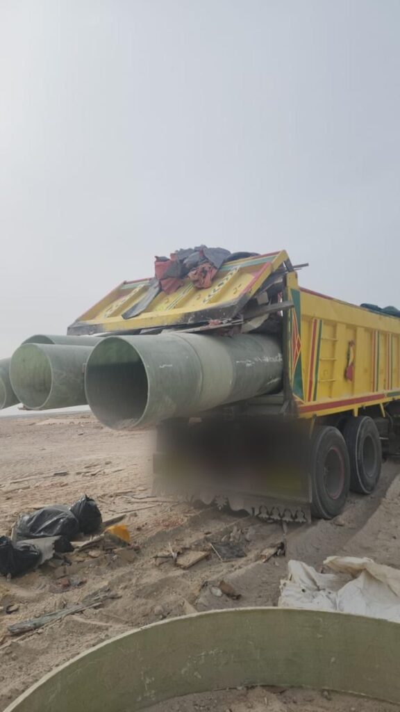GRP pipes loaded on truck – Mirfa 2 SWRO Project