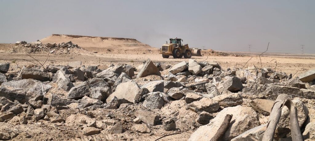 Concrete rubble ready for removal