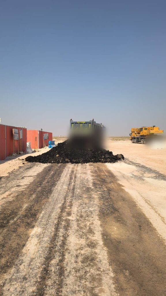 Material delivery on site access road