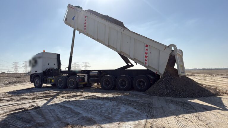 Tipper trailer unloading aggregate – Malik Group, Abu Dhabi
